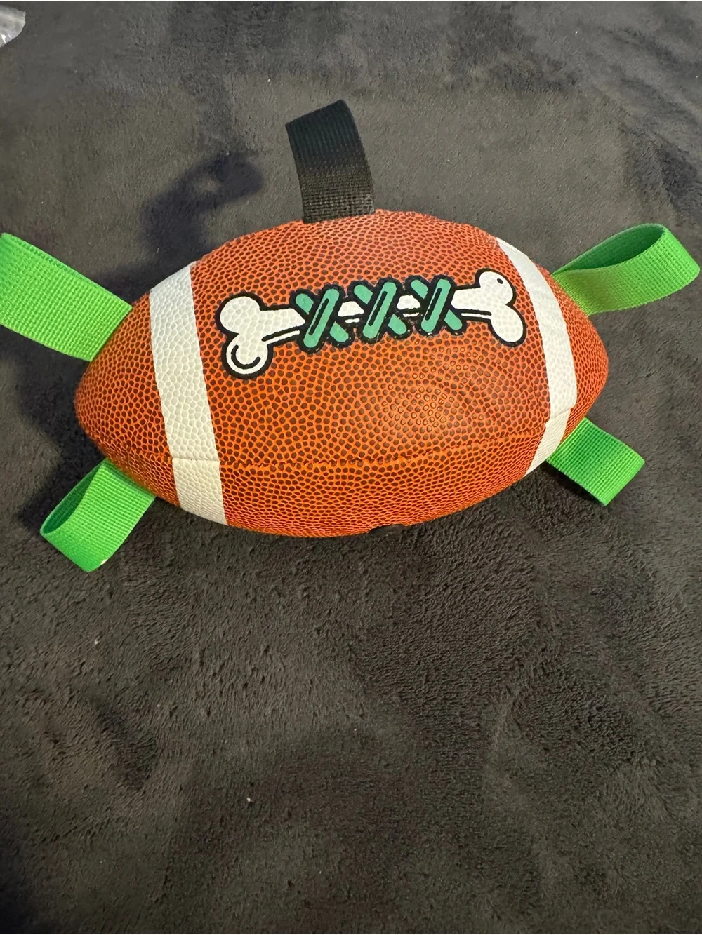 Dog Football Toy with Grab Straps & Hand Pump Inflatable Tug Fetch Ball Orange